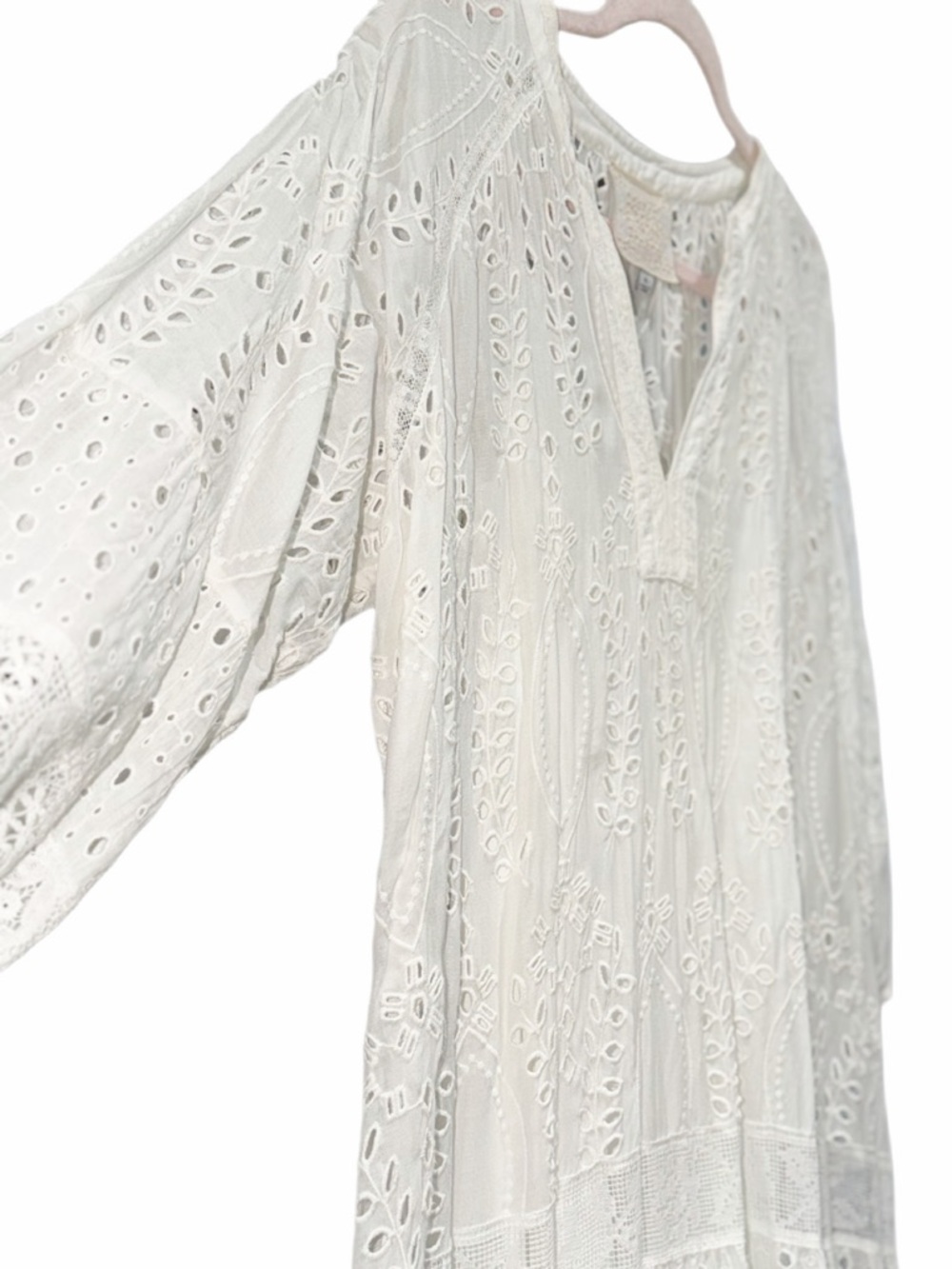 Johnny Was "Jade" White Sleeve Rayon Maxi Dress w white fitted slip-flawless xl - Picture 4 of 15